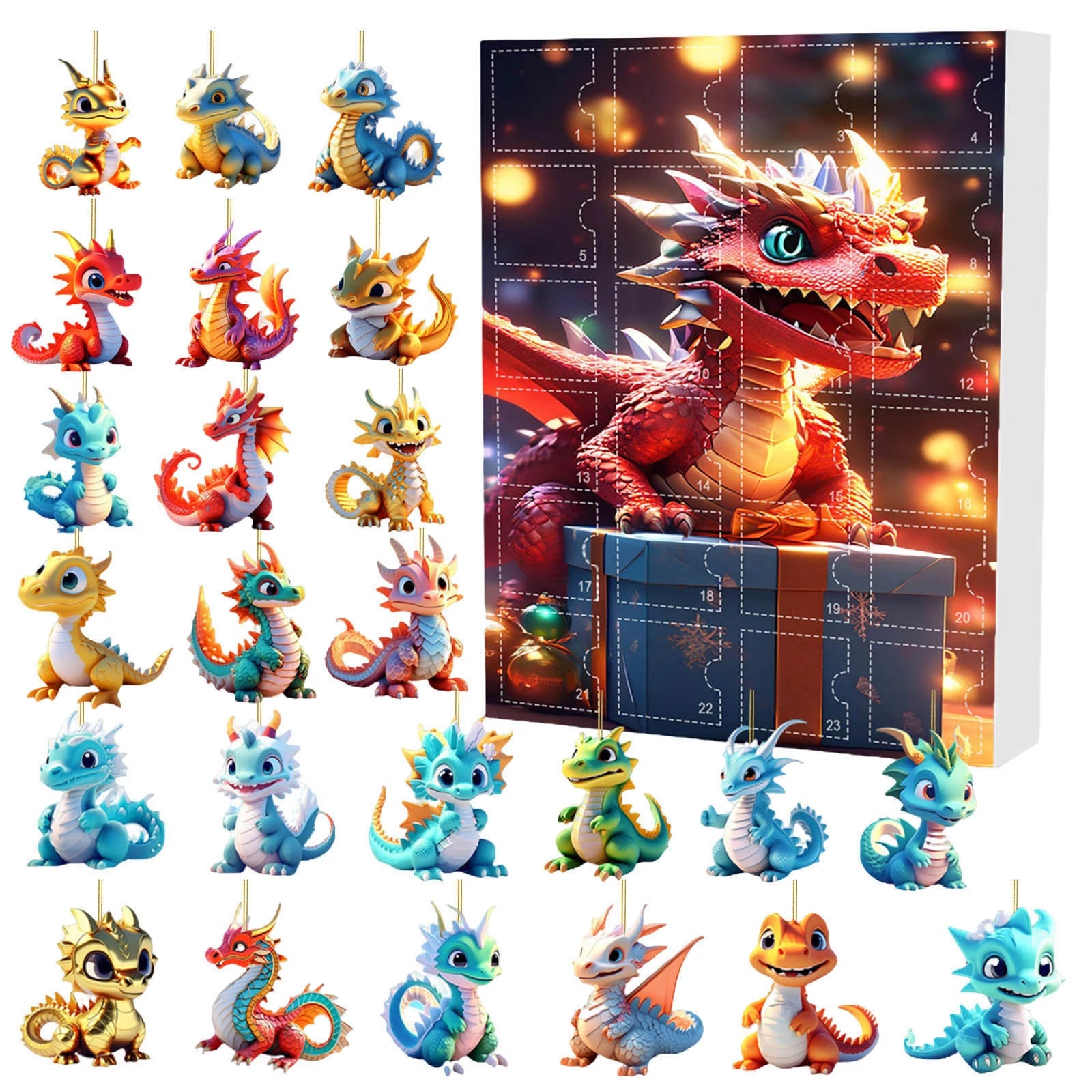 Dog/Dragon/Cat 24 Days Christmas Countdown Calendar Christmas Advent Calendar Xmas Countdown Calendar for Dog Lovers 2D