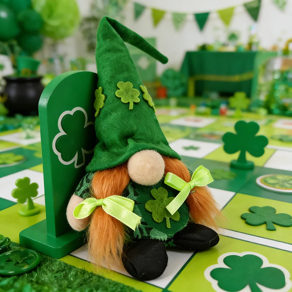 St. Patrick's Day Doll, Irish Lucky Clover Doll, Party Home Desktop Decor Doll,  Gift Doll, Irish Day Green Hat Faceless Doll