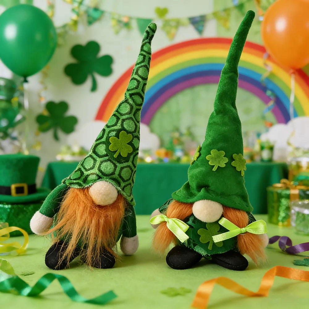 St. Patrick's Day Doll, Irish Lucky Clover Doll, Party Home Desktop Decor Doll,  Gift Doll, Irish Day Green Hat Faceless Doll