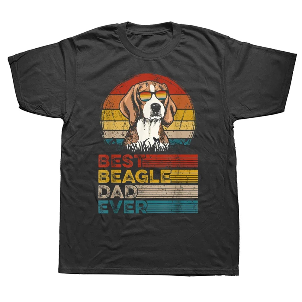 Funny Dog Vintage Best Beagle Dad Ever Fathers Day Puppy Dog Dad T Shirt Graphic Streetwear Short Sleeve Birthday T-shirt Y2K