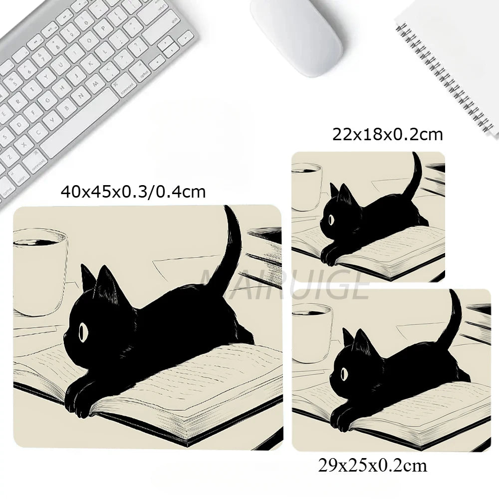 Black Cat Illustration Mouse Pad