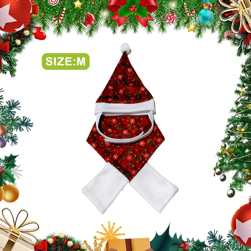 Festive Cat Dog Santa Hat & Scarf Christmas Outfit - Small Dog Holiday Apparel