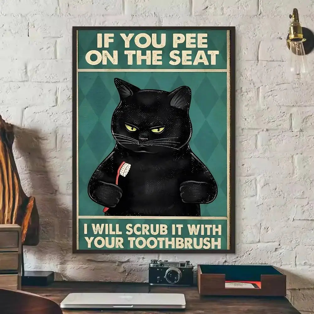 Black Cat Art Poster Wall Decor