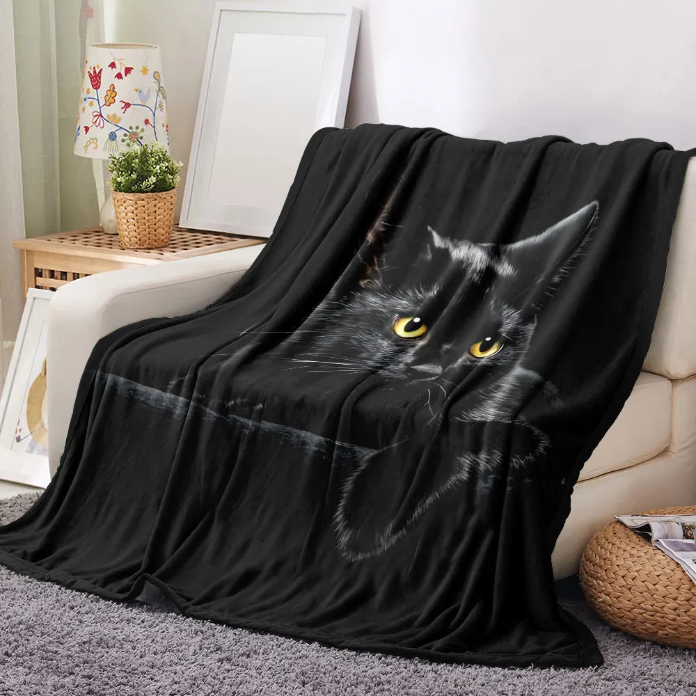 Black Cat Printed Throw Blanket