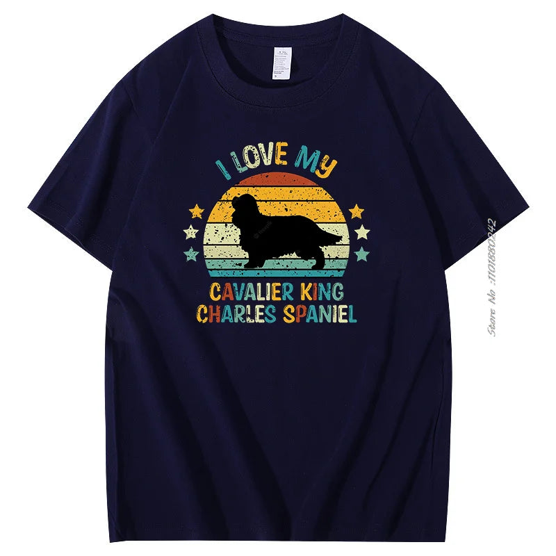 Summer T-shirt Spaniel Silhouette Vintage And Retro Tshirt Graphic T Shirts Cotton men's Short Sleeve t-shirt Men's Clothing
