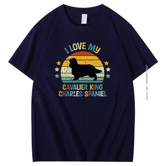 Summer T-shirt Spaniel Silhouette Vintage And Retro Tshirt Graphic T Shirts Cotton men's Short Sleeve t-shirt Men's Clothing