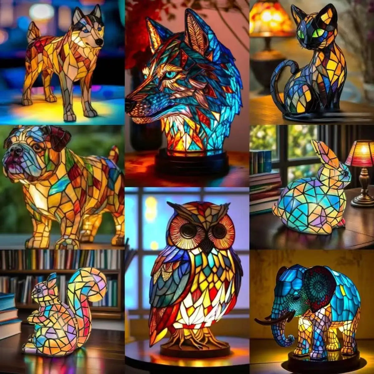 Dog, Cat & Animals Glass Lamp