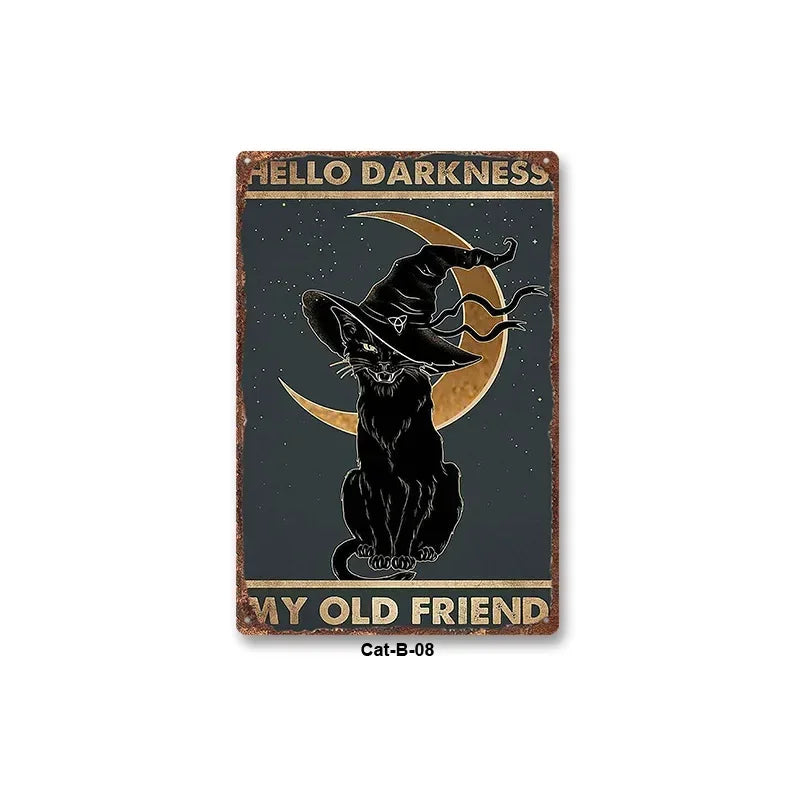 Black Cat Art Decor Home Metal Tin Sign