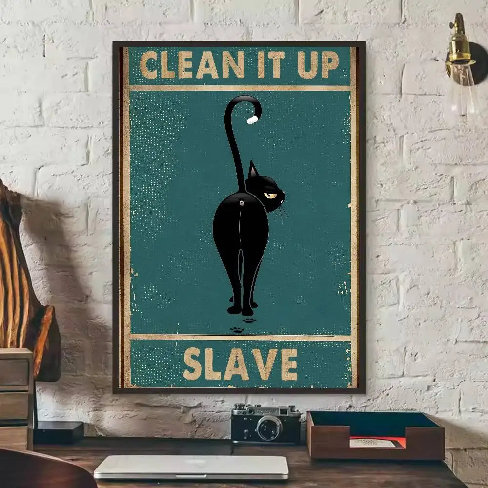 Black Cat Art Poster Wall Decor