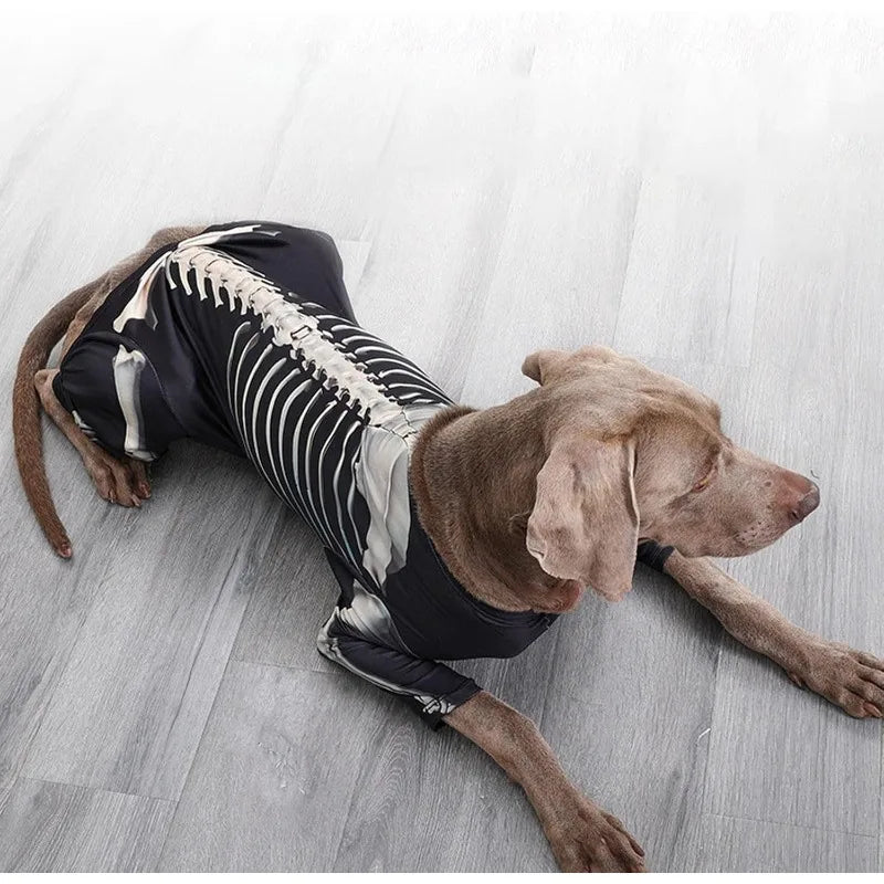 Halloween Dog Skeleton Costumes Cosplay Party Sweater Pet Clothes 4Leg Sweatshirt For Medium Large Dog French Bulldog Dress Up