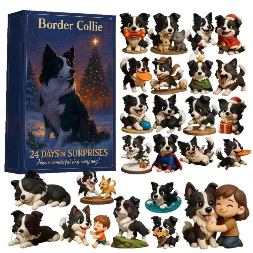Christmas Calendar 2025 2D Acrylic Advent Dog Figurines 24-Day Animal Calendar Christmas Decorations for Kids Adults Home Decor