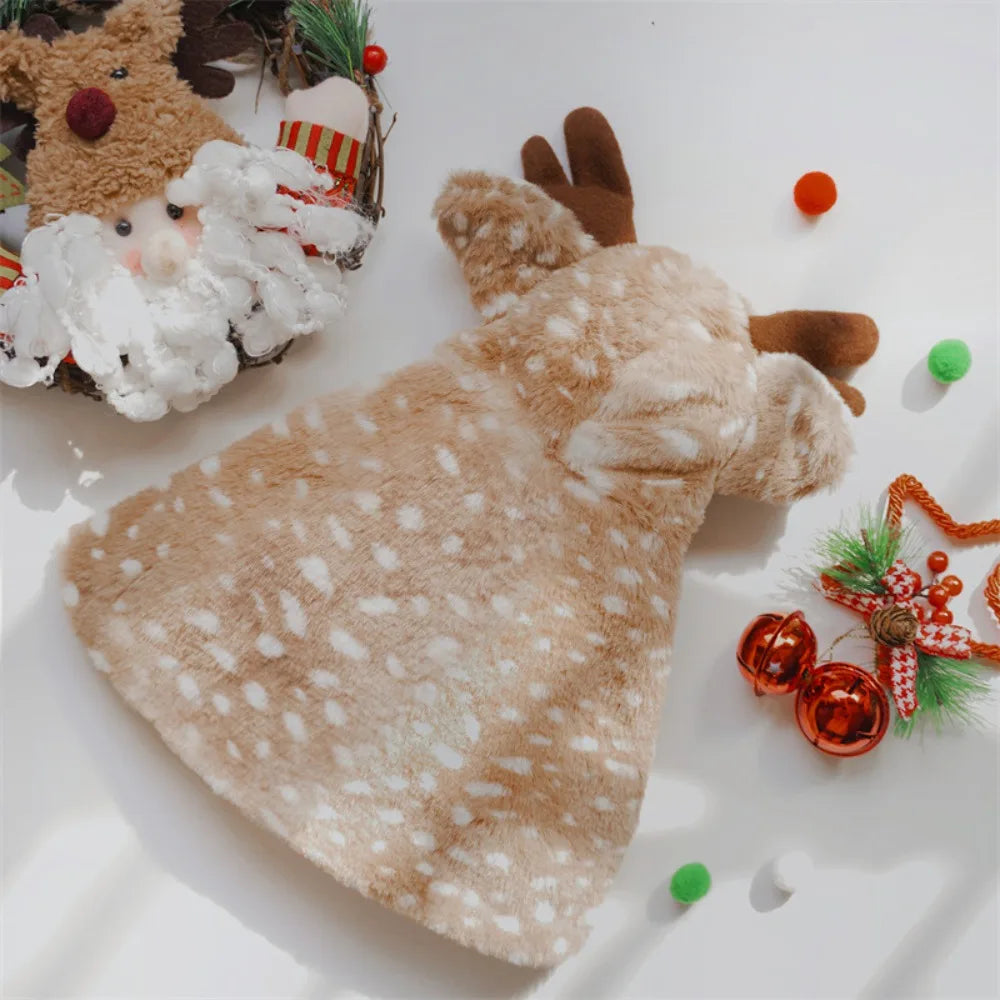 Christmas Pet Cat Dog Reindeer Antlers Cute Xmas Elk Cloak Cosplay Clothes Xmas Home Party New Year Pet Decor Costume Supplies