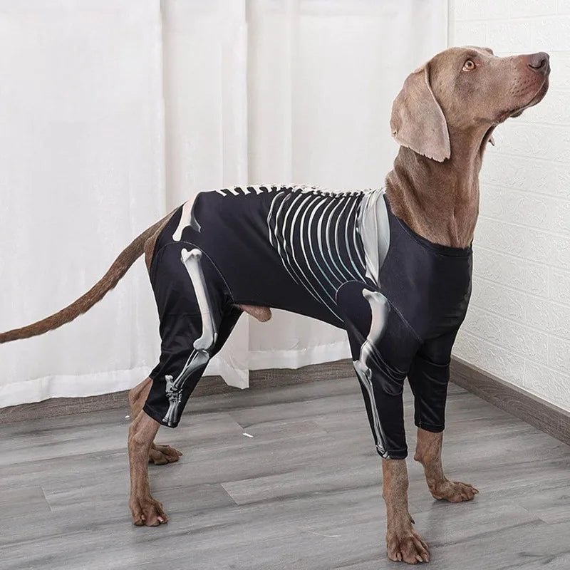 Halloween Dog Skeleton Costumes Cosplay Party Sweater Pet Clothes 4Leg Sweatshirt For Medium Large Dog French Bulldog Dress Up