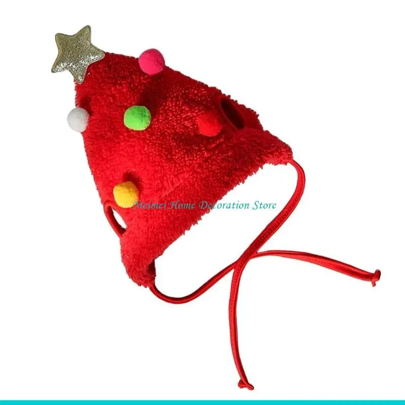 Christmas Tree Hat for Dog Hat Holiday Pompoms Headwear Costume Headwear Dog Cats Christmas Props for Dog Cats