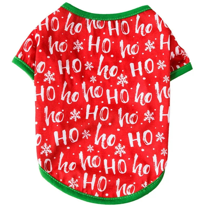 Christmas Dog Cat T-Shirt Cute Holiday Print Pet Clothes for Small Dogs, Teddy, Cats - Festive Xmas Apparel Supplies Dog Hoodies
