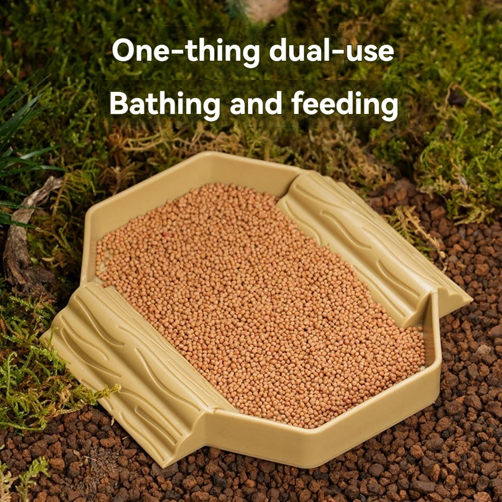 Turtles Bathing Pool Water Bowl with Slip Proof 35x28.50cm Friendly Habitat with Steps for Reptiles Resting and Soaking
