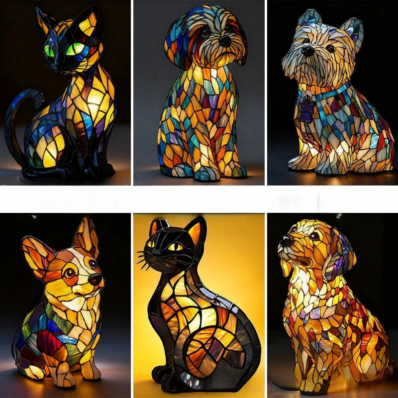 Dog, Cat & Animals Glass Lamp