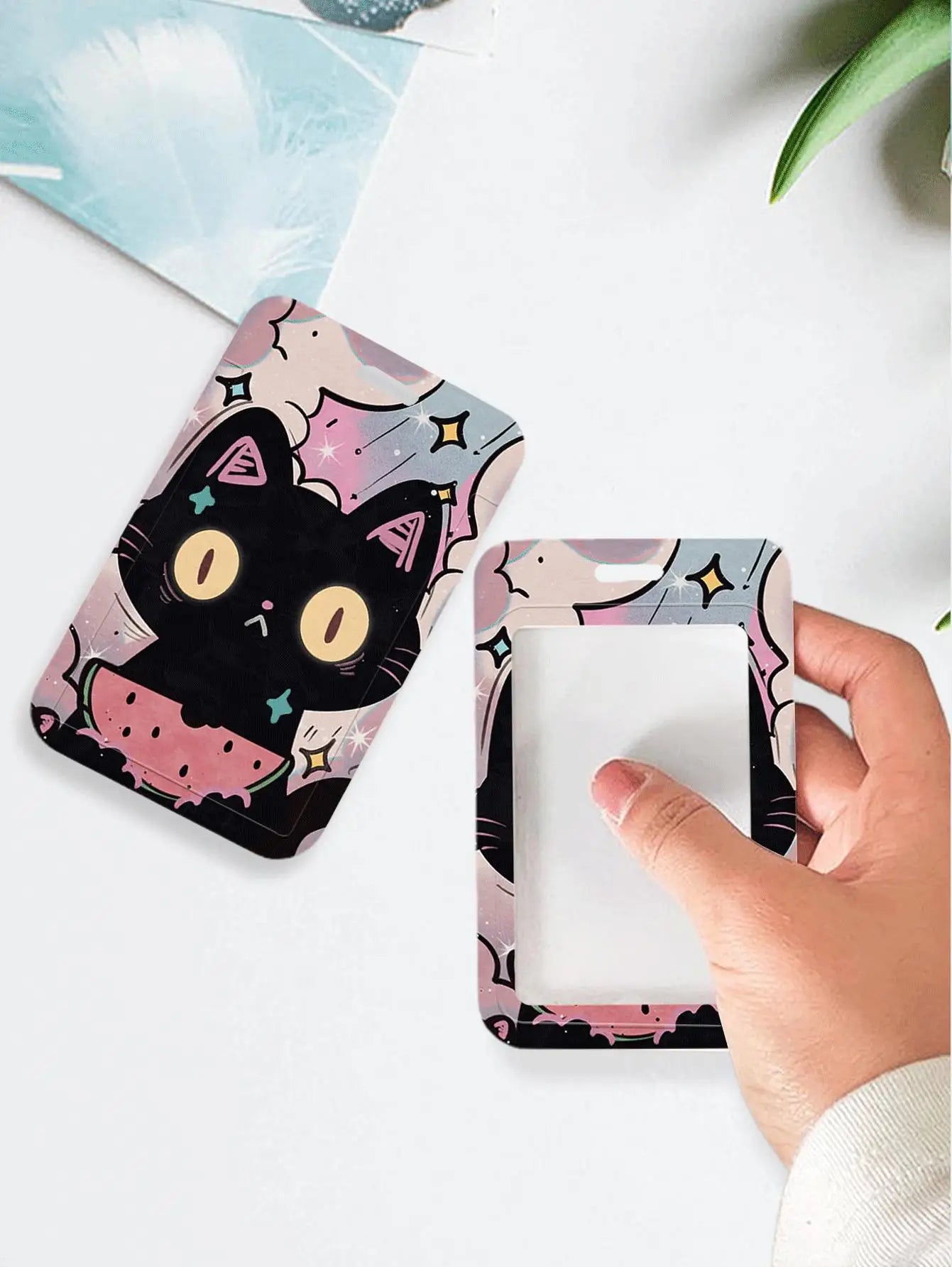 Cute Black Cat Bank Business Work Card Holder