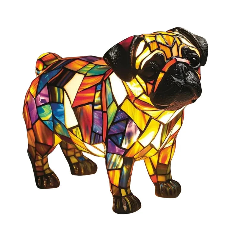 Dog Resin LED Night Light Art Animal Statue Creative Home Desktop Decoration Ornament