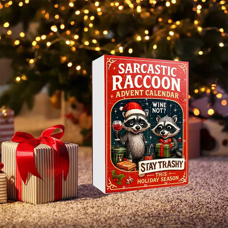 Sarcastic Raccoon Advent Calendar 2025, 24 Days Funny Christmas Countdown With 2D Acrylic Raccoon Ornaments, Holiday Gift