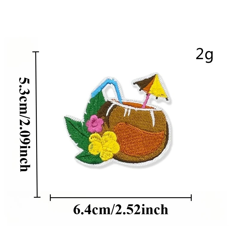 Summer Hot Hawaii Beaches Sun Hula Sea Iron-on Sew Embroidery Badge Patches DIY T-shirt Hat Backpack Clothing Appliques Sticker