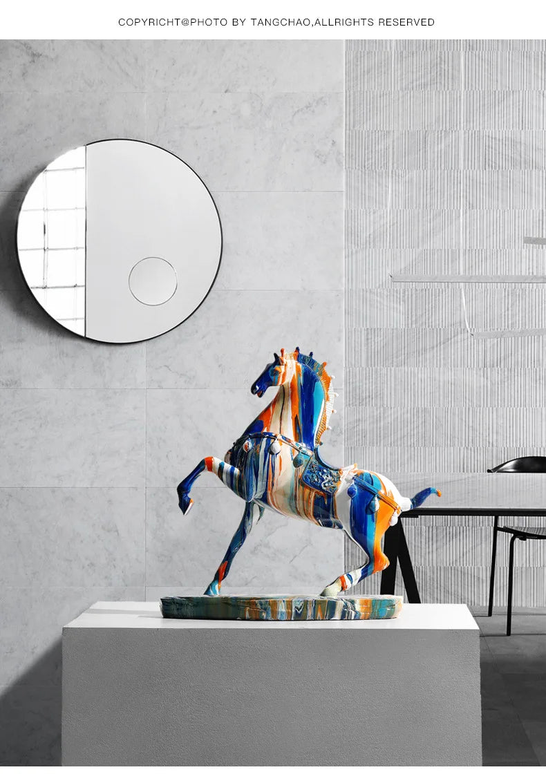 Large Luxury Horse Figurine Modern Creative Home Decor for Living Room TV Cabinet Entryway Elegant Housewarming Gift