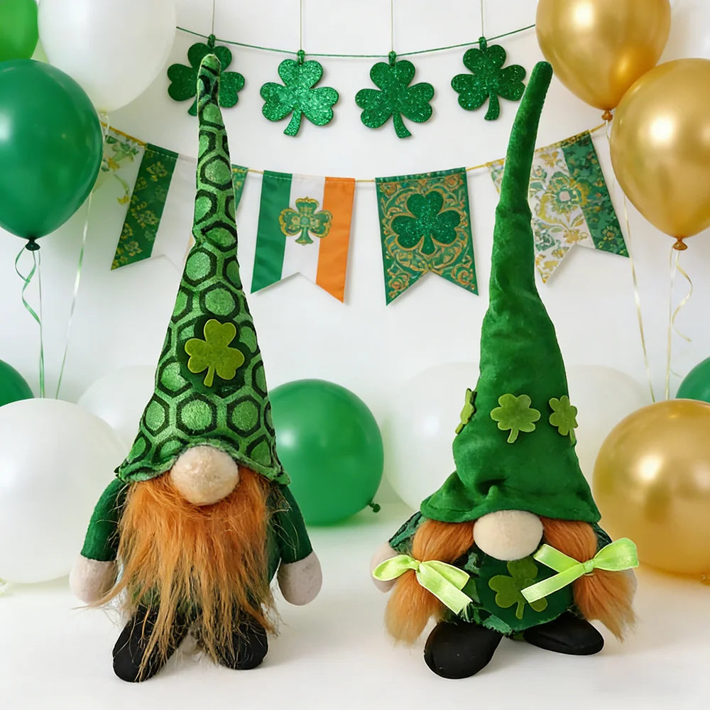 St. Patrick's Day Doll, Irish Lucky Clover Doll, Party Home Desktop Decor Doll,  Gift Doll, Irish Day Green Hat Faceless Doll