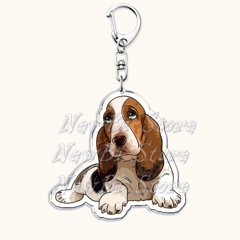 Funny Basset Hound Keychain