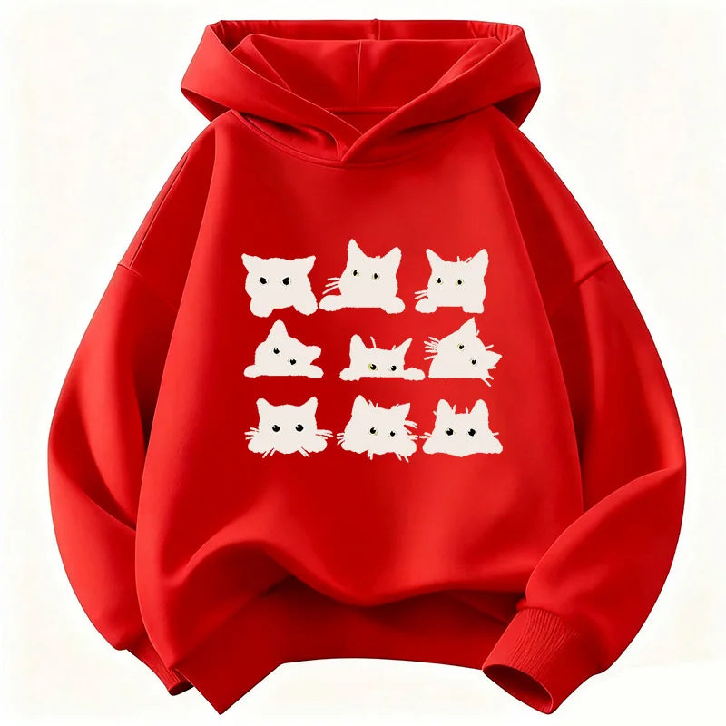 Cute Black Cat Graphic Kids Hoodies