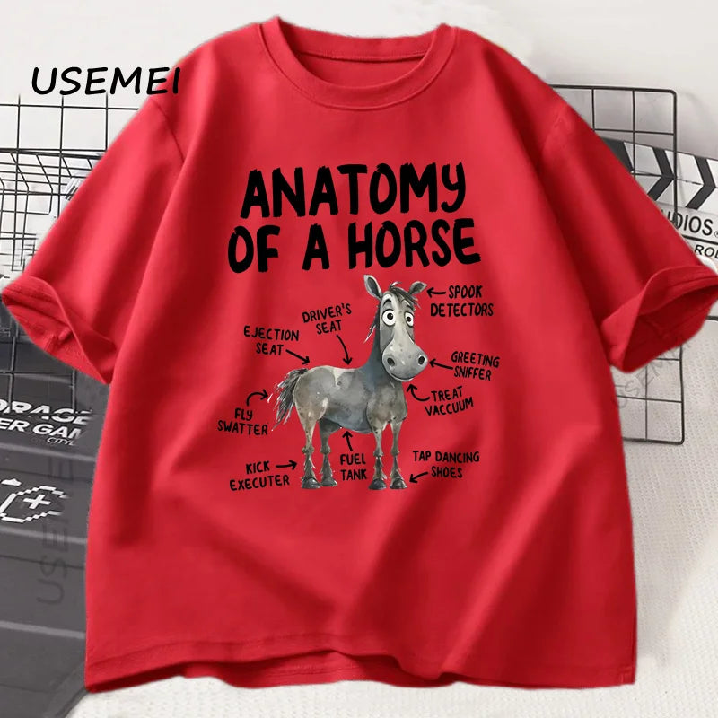 Anatomy of A Horse T Shirt Funny Horse Lover T-shirt Men Women Graphic Streetwear Short Sleeve Tshirt Harajuku Mens Clothing