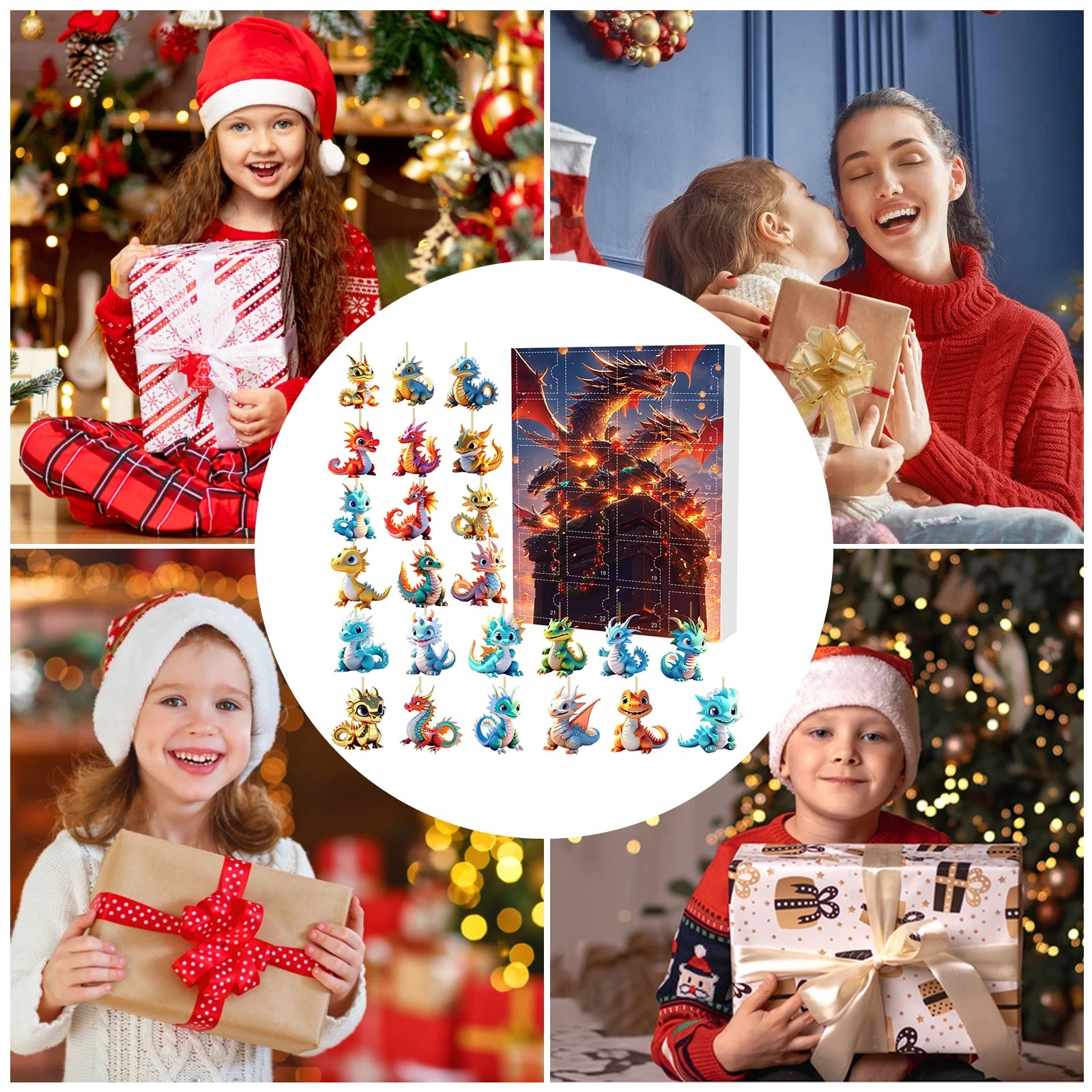 Dog/Dragon/Cat 24 Days Christmas Countdown Calendar Christmas Advent Calendar Xmas Countdown Calendar for Dog Lovers 2D