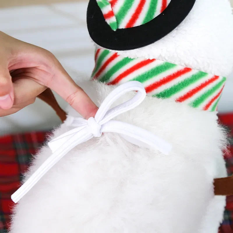 Christmas Snowman Dog Clothes Funny Standing Snowman Costumes Party Clothes Warm Cat Soft Jacket Hoodie Outfit Party Clothing