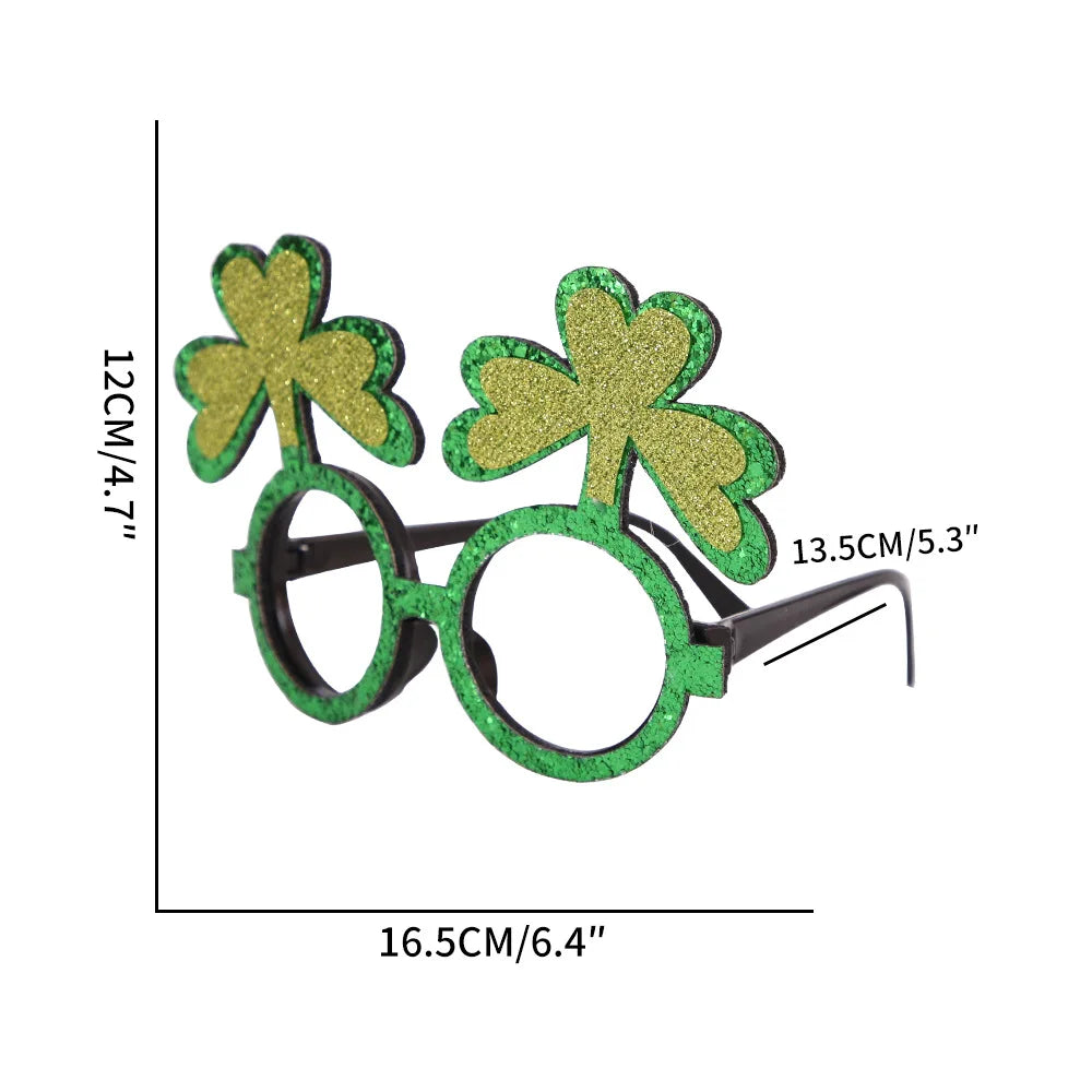 St. Patrick's Day Decorative Kids' Dress up Frame Green Hat Clover Plastic Glasses Frame 2025 Theme Irish Celebration Accessory