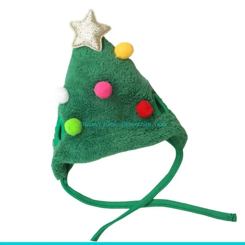 Christmas Tree Hat for Dog Hat Holiday Pompoms Headwear Costume Headwear Dog Cats Christmas Props for Dog Cats