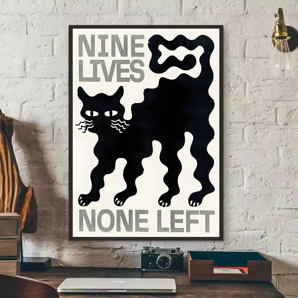 Black Cat Art Poster Wall Decor