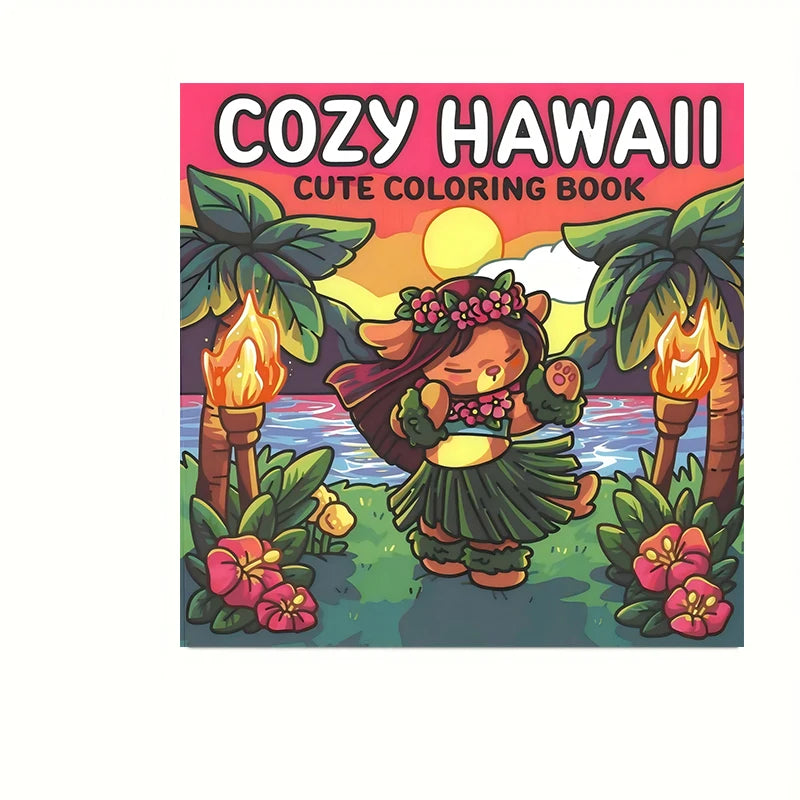28 Pages Hawaii Style Coloring Book for Adult | Colouring Book, Drawing Supplies for Christmas, Thanksgiving