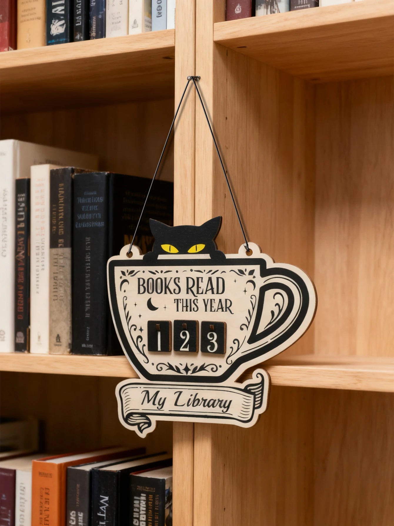 Black Cat Book Tracker Sign