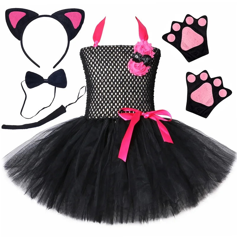 Hot Pink Black Cat Costume for Halloween