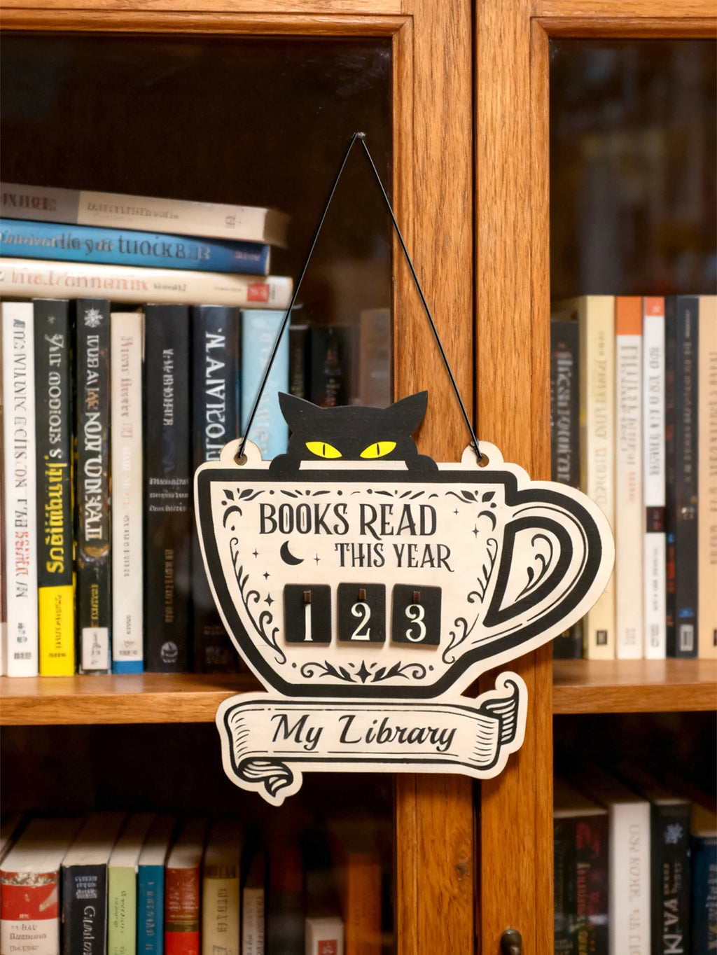 Black Cat Book Tracker Sign