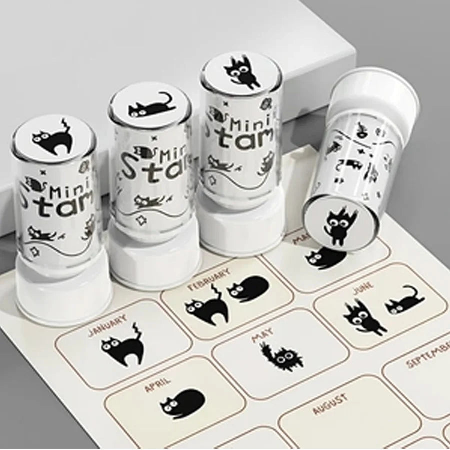 Cute black cat stamp