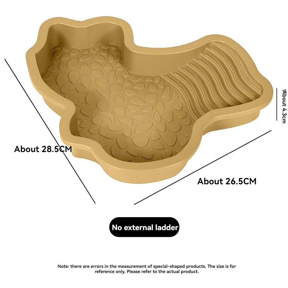Turtles Bathing Pool Water Bowl with Slip Proof 35x28.50cm Friendly Habitat with Steps for Reptiles Resting and Soaking