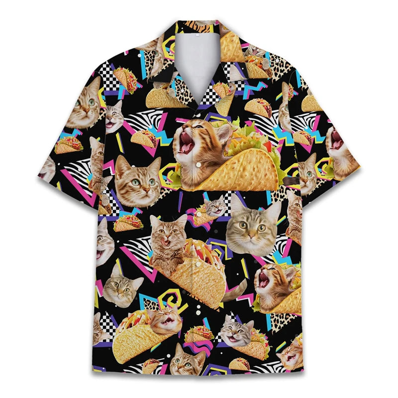 Funny Raccoon 3D Print Shirts For Men Hawaiian Casual Short Sleeve Lapel Blouse Women Kids Summer Holiday Short Sleeved Shirt