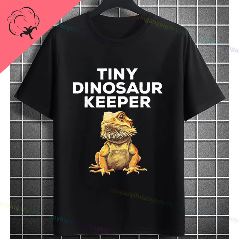 Men's "Bruh" Bearded Dragon Graphic T-Shirt Pure Cotton Short-sleeve Humor Style Tee Perfect Gift for Reptile Lovers