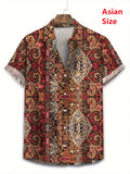 Hawaii Shirts For Men 3D Paisley Graphic Short-sleeved T-shirt Casual Lapel Buttons Male Tops Summer Oversized Bohemian Man Tees