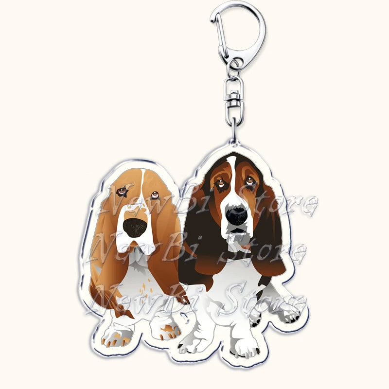 Funny Basset Hound Keychain