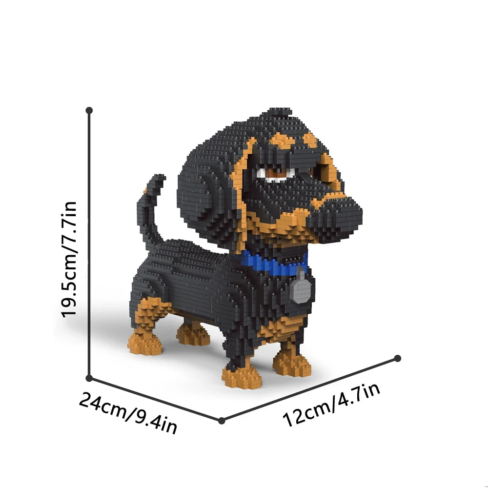Dachshund Dog Model Micro Mini Building Blocks Set Educational Recreation Toys Pet Lover Gift Decoration Bricks Party Gift