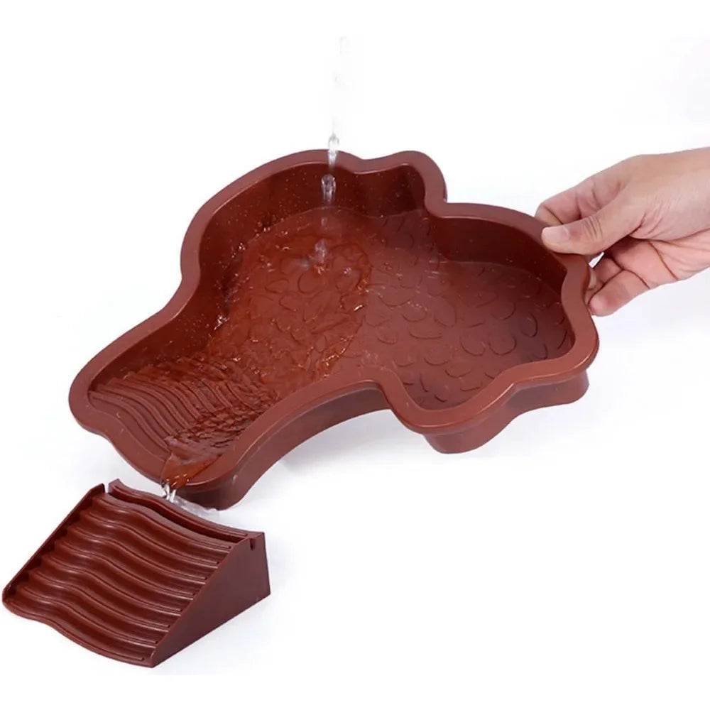 Turtles Bathing Pool Water Bowl with Slip Proof 35x28.50cm Friendly Habitat with Steps for Reptiles Resting and Soaking