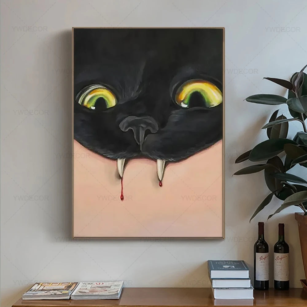 Black Cat Retro Canvas