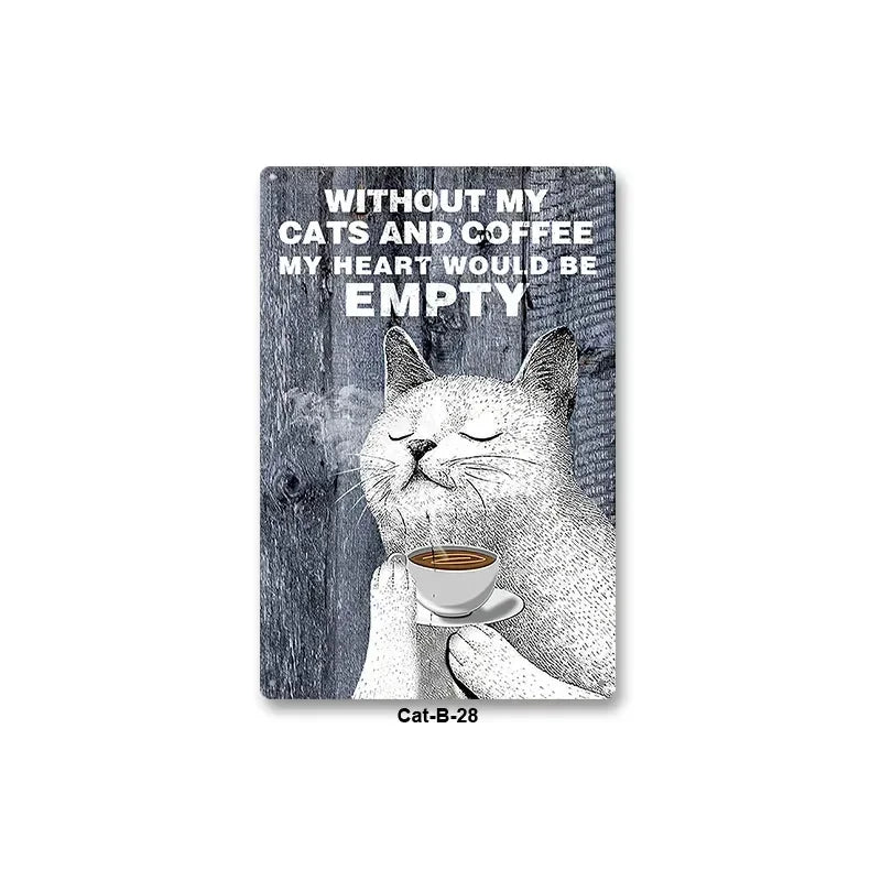 Black Cat Art Decor Home Metal Tin Sign