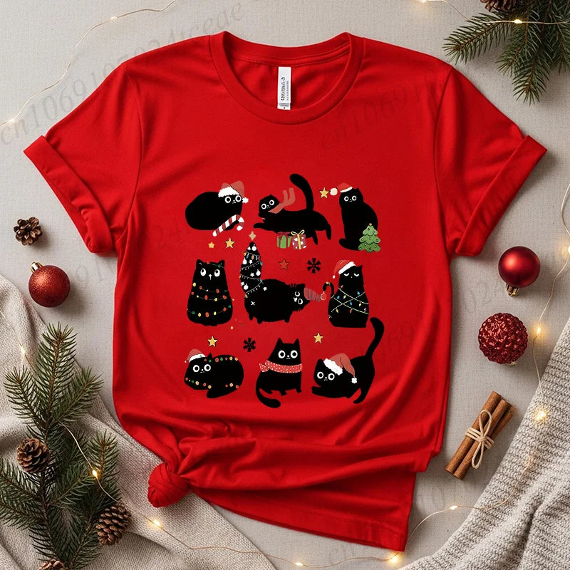 Cute Black Cat Christmas Shirt